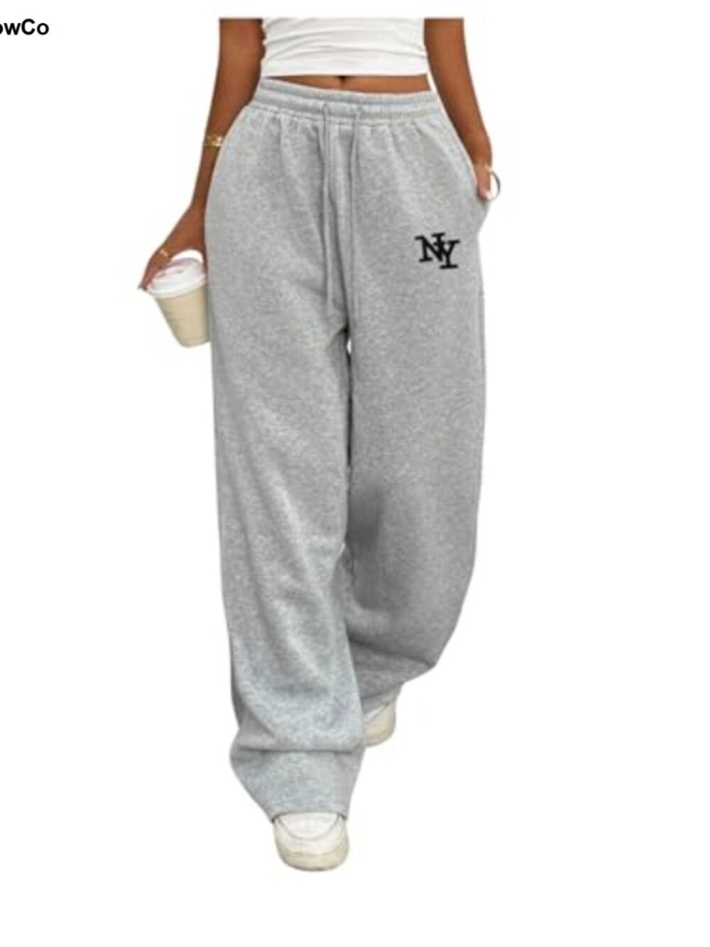 Women's Wide Leg Sweatpants Baggy Straight Leg Pockets Tie Front